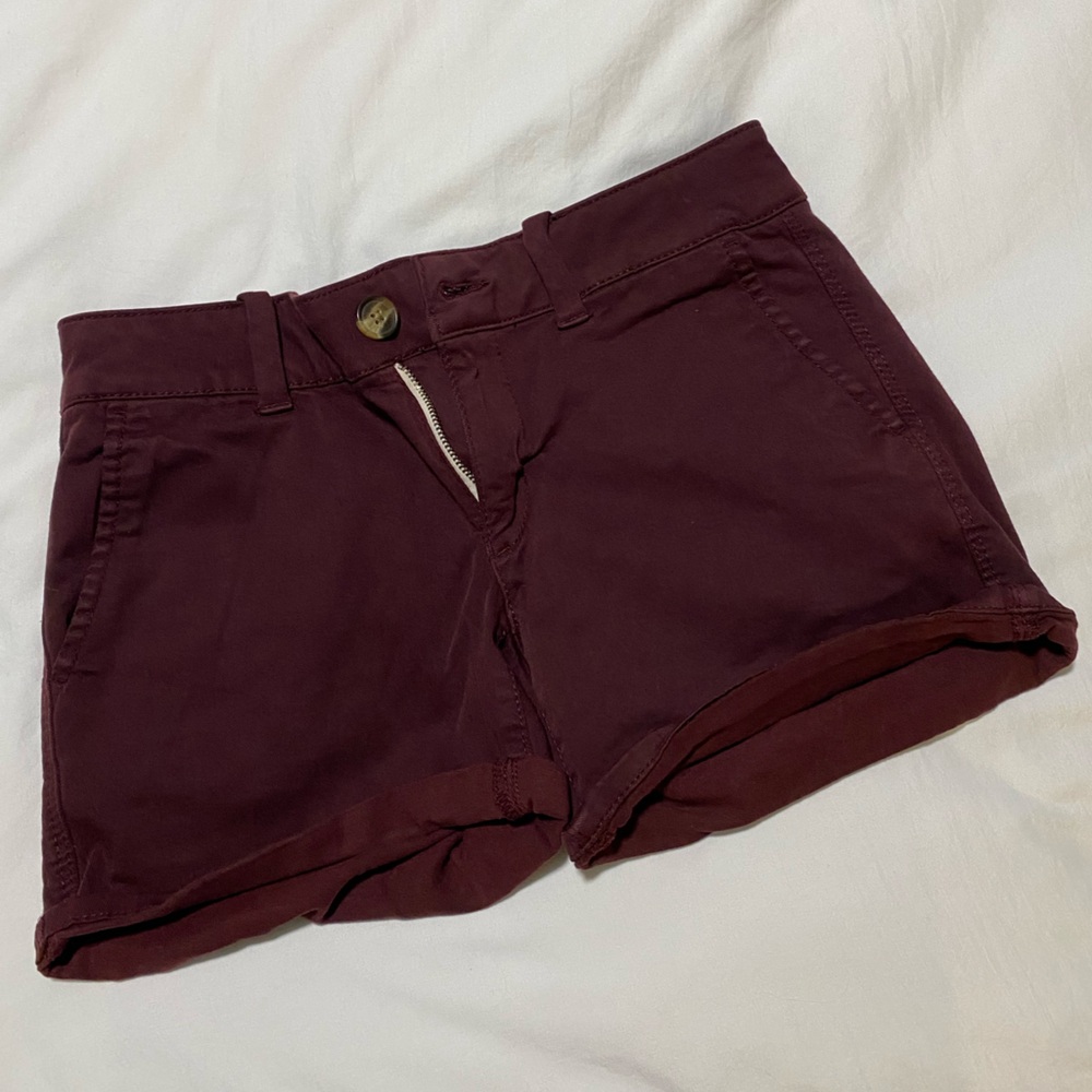 American Eagle Outfitters MIDI Waist Red Shorts